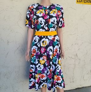 Vintage Multi Color Floral Print Skirt Set